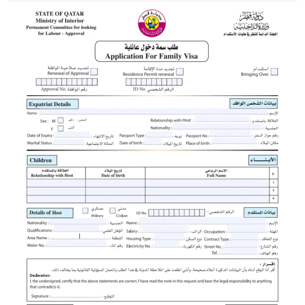 qatar family visit visa requirements 2022