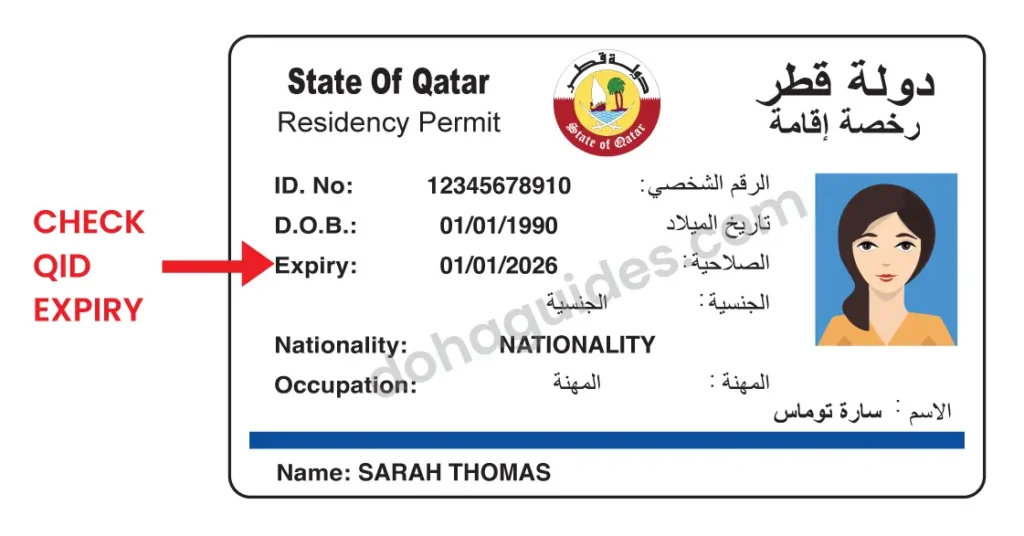 How to check Qatar ID expiry date on the card
